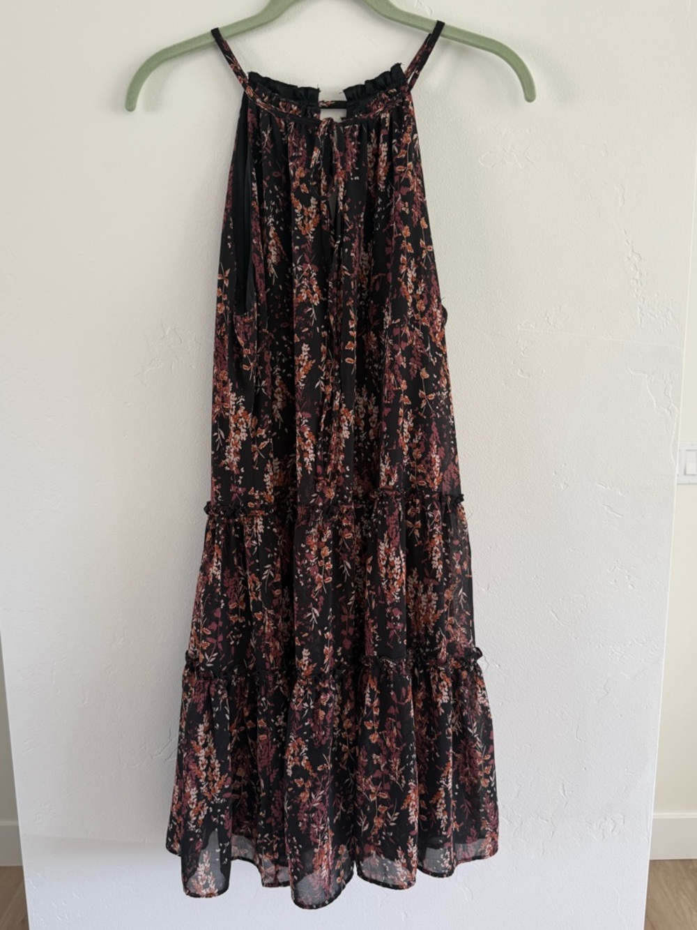 Anthropologie Drew Black Meadow Floral Mini Dress